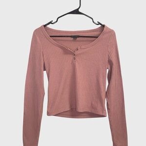 Wild Fable Mauve Ribbed Button-Front Top